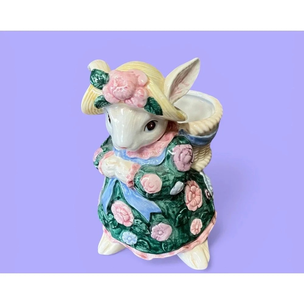 Fitz & Floyd Bloomer Bunny Rabbit Bud Vase Easter Spring Garden Cottagecore Pink